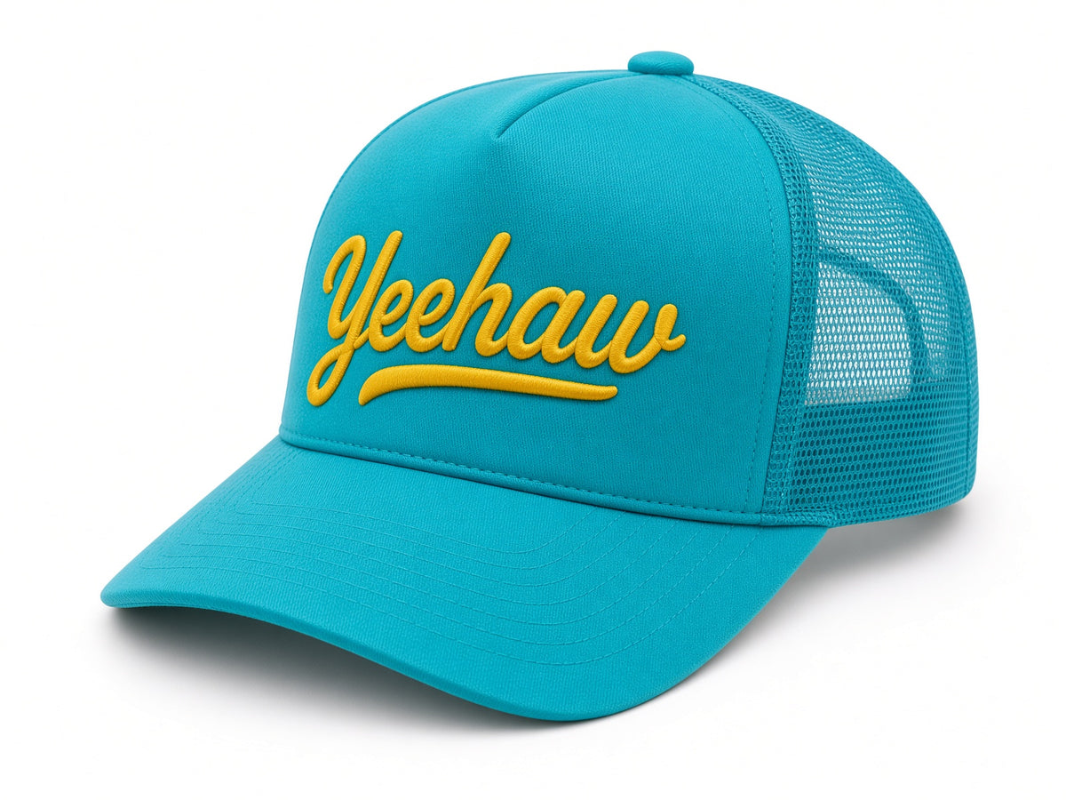 "Yeehaw" Foam Trucker Hat - Turquoise
