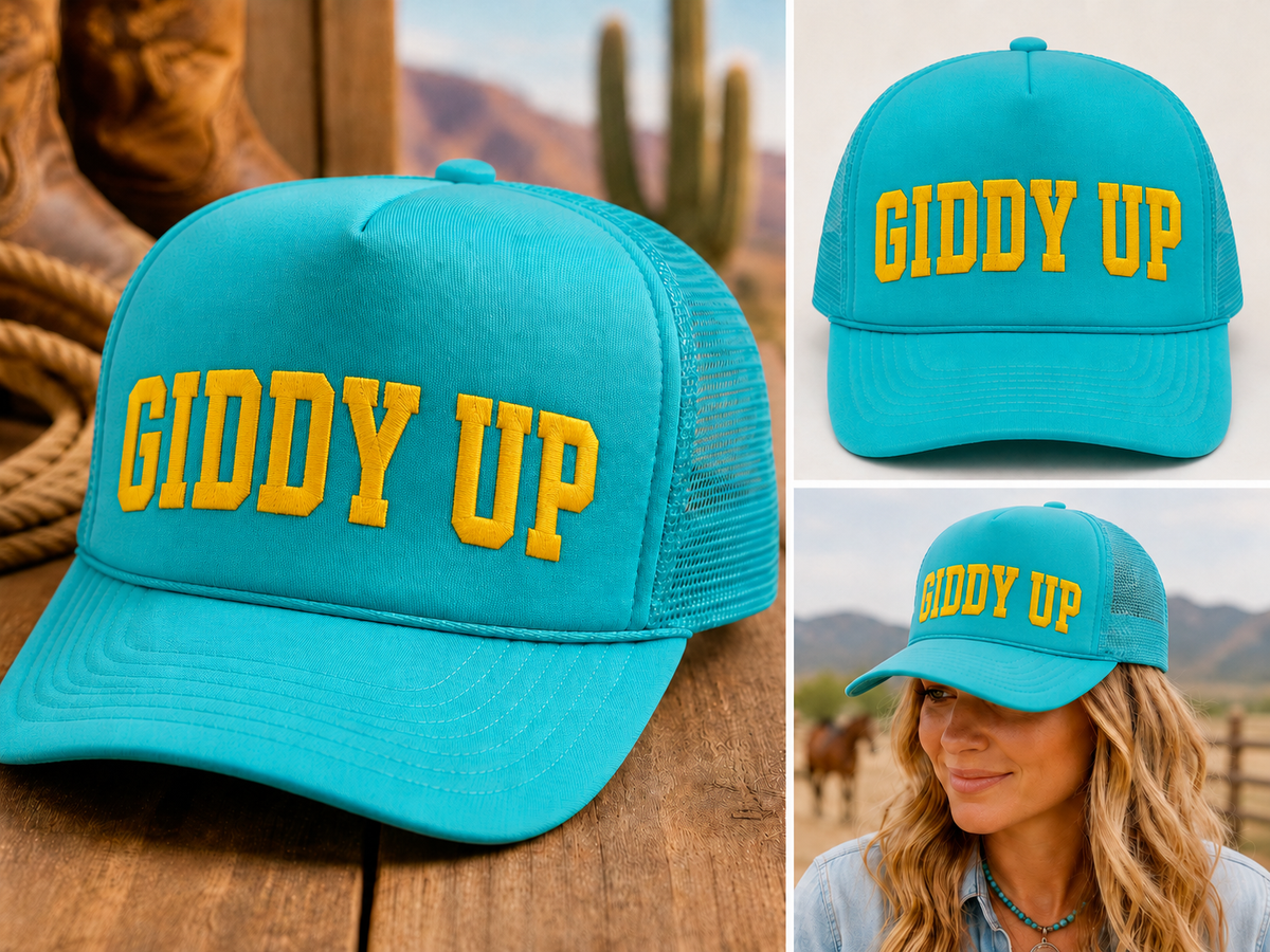 "Giddy Up" Foam Trucker - Turquoise