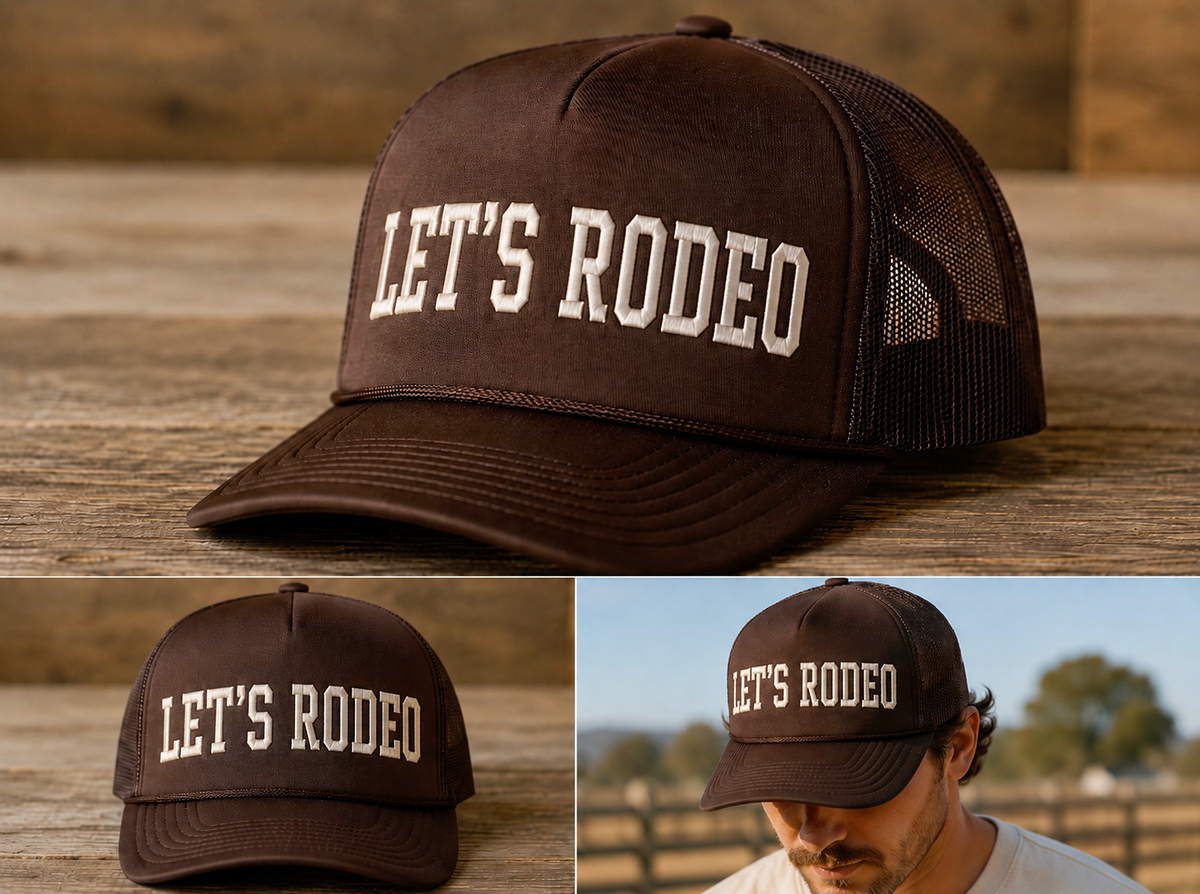"Let's Rodeo" Foam Trucker - Brown
