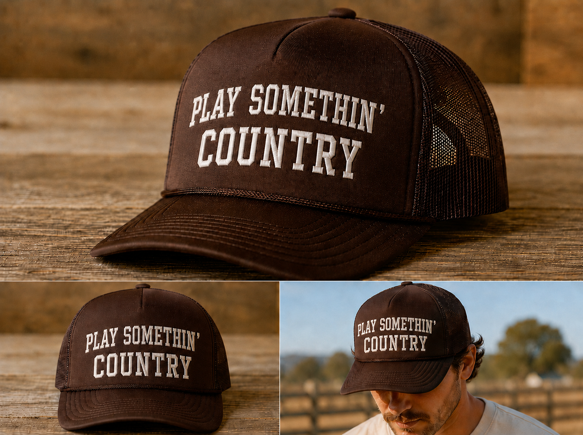"Play Somethin' Country" Foam Trucker - Brown
